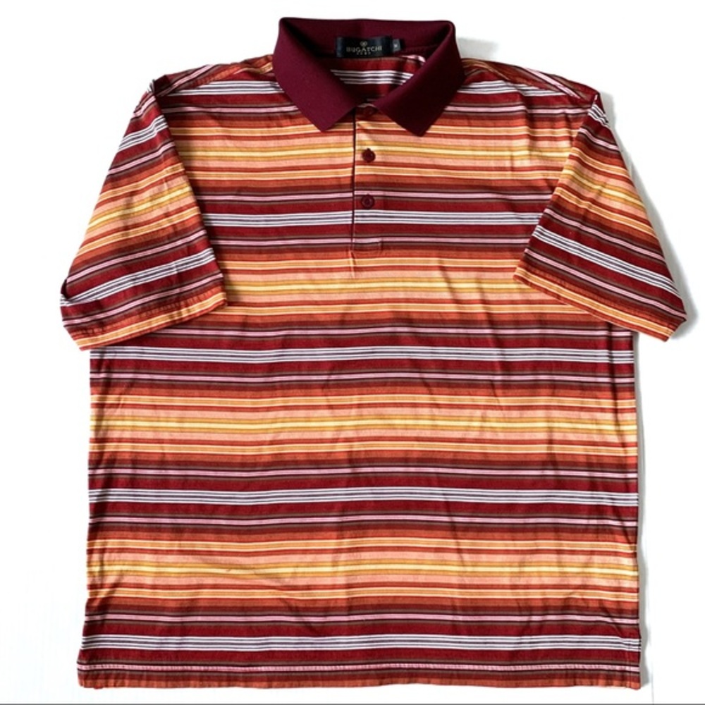 BUGATCHI UOMO Mens Striped Short Sleeve Polo Shirt